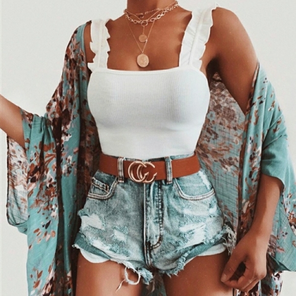 Urban Outfitters Other - UO White Ruffle Strap Bodysuit